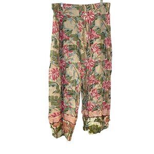 Vtg Faith By Celia Forrester Art Wear Rayon Pants Tropical Shell Beaded Sequin L